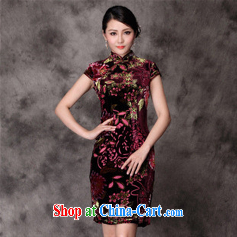 2014 fall and winter New Silk Cheongsam retro dresses wholesale improved cheongsam beauty factory picture color XXXXL