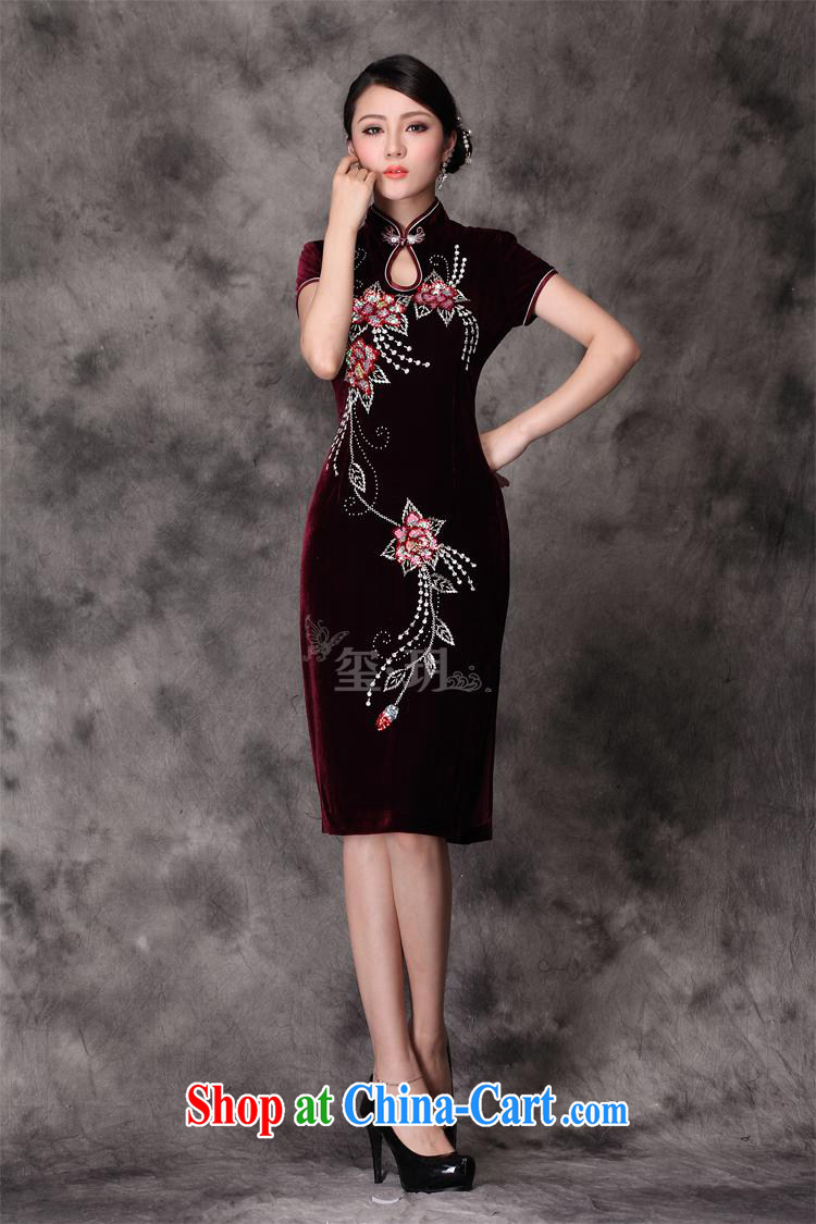 Factory outlets fall and winter new upscale really velvet cheongsam wholesale, long evening dress purple 5 XL pictures, price, brand platters! Elections are good character, the national distribution, so why buy now enjoy more preferential! Health