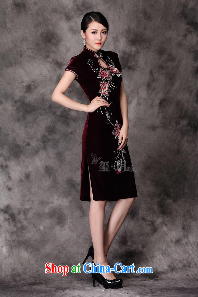 Factory outlets fall and winter new upscale really velvet cheongsam wholesale, long evening dress purple 5 XL pictures, price, brand platters! Elections are good character, the national distribution, so why buy now enjoy more preferential! Health