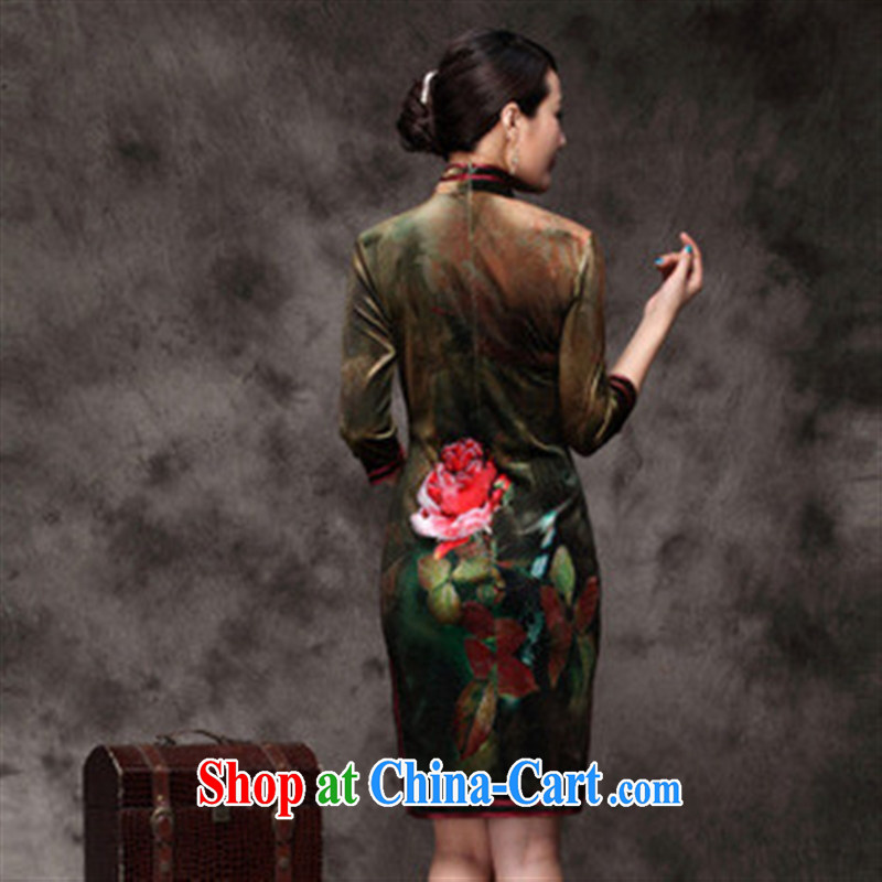 2014 fall and winter new Chinese qipao cheongsam banquet the lint-free cloth green XXXL, health concerns (Rvie .), and, on-line shopping