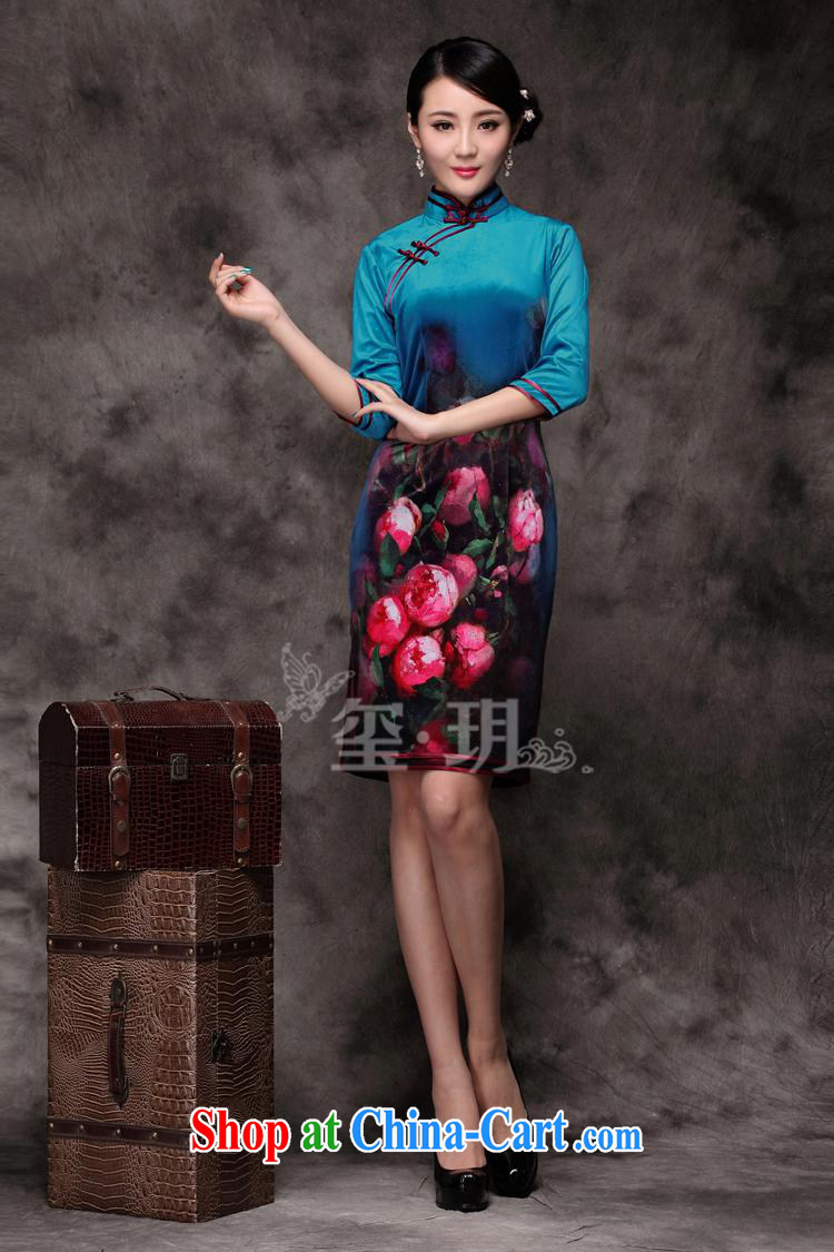Winter 2014 new, improved Chinese qipao, long-sleeved dresses upscale Korean lint-free blue XXXL pictures, price, brand platters! Elections are good character, the national distribution, so why buy now enjoy more preferential! Health