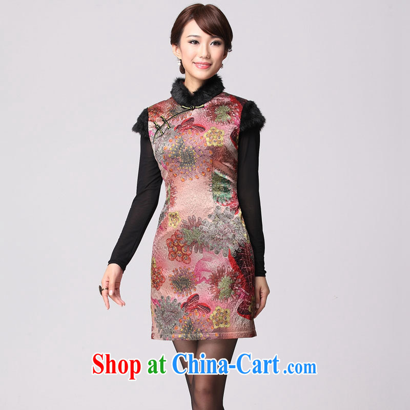 2014 winter quilted robes damask retro hair short-sleeved winter daily improved fashion cheongsam green XXL, health concerns (Rvie .), and, on-line shopping