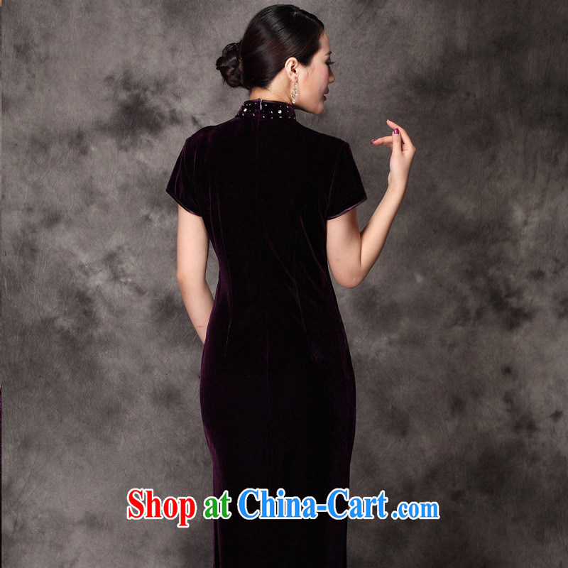 autumn and winter, the long dresses, improved cultivation manual staple Pearl cheongsam dress cheongsam wholesale purple M, health concerns (Rvie .), and shopping on the Internet