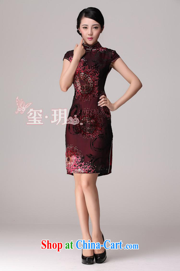Summer 2014 new black flower lint-free cloth Silk Cheongsam improved Beauty Fashion daily retro girl cheongsam dress red XXXXL pictures, price, brand platters! Elections are good character, the national distribution, so why buy now enjoy more preferential! Health