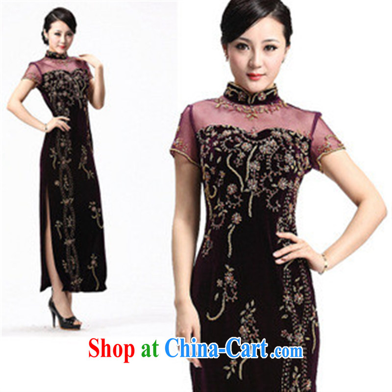 Spring 2014 new dresses, older dresses the Pearl River, really plush robes long evening dress maroon M