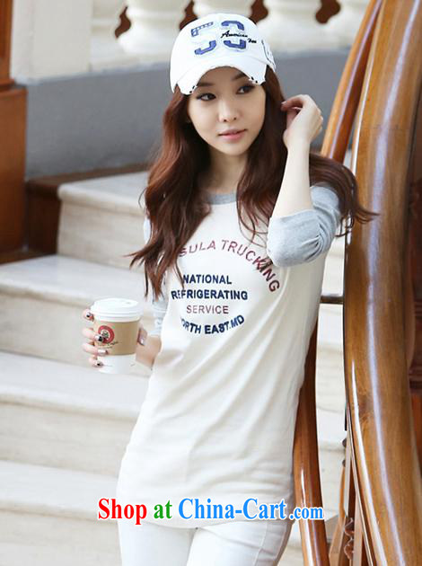 Qin Qing store 2015 spring new, larger female solid T-shirt Han version 100 cultivating a letter female long-sleeved T-shirt girl wholesale gray stitching L pictures, price, brand platters! Elections are good character, the national distribution, so why buy now enjoy more preferential! Health
