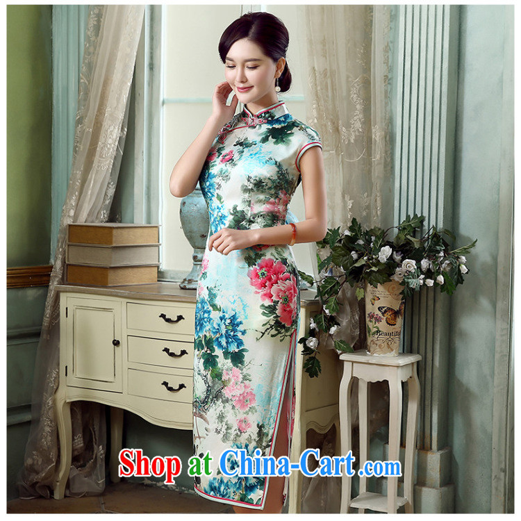 The CYD HO Kwun Tong' drunken Peony 2015 summer high Silk Cheongsam retro dos santos improved Silk Cheongsam QD 5315 fancy XXL pictures, price, brand platters! Elections are good character, the national distribution, so why buy now enjoy more preferential! Health