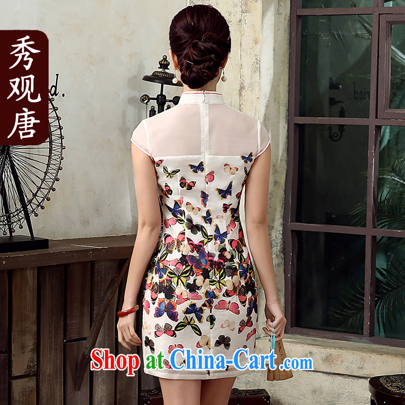 The CYD HO Kwun Tong' diverse butterfly summer 2015 New Silk European root by improved cheongsam stylish retro QD 5310 XXL suit, Sau looked Tang, shopping on the Internet