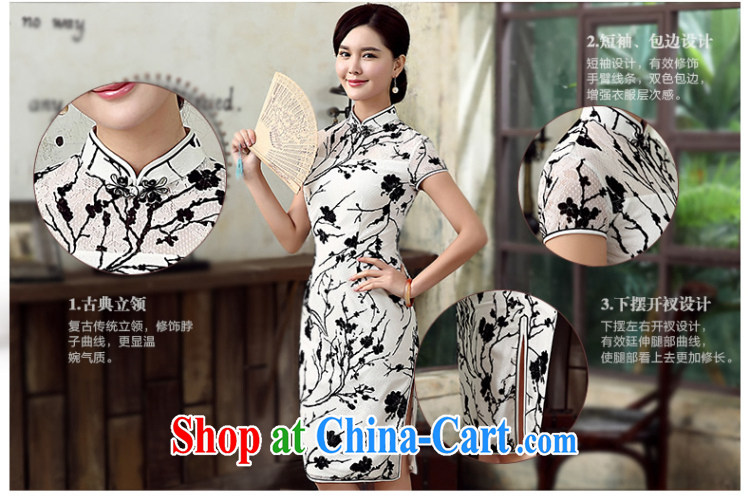 The CYD HO Kwun Tong' white jade 2015 summer new flocking lace cheongsam improved fashion cheongsam dress QD 5309 black-and-white L pictures, price, brand platters! Elections are good character, the national distribution, so why buy now enjoy more preferential! Health