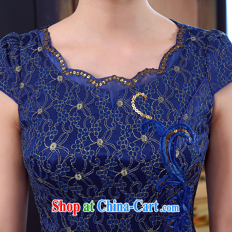 The CYD HO Kwun Tong' World, summer 2015 New Composite lace sexy retro female dress blue L, Sau looked Tang, shopping on the Internet