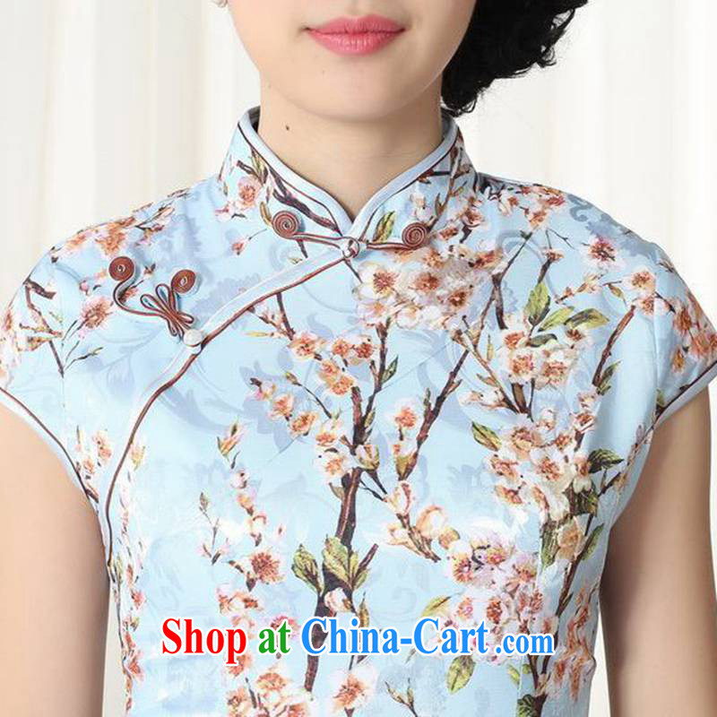 According to fuser new female retro ethnic wind improved Chinese qipao classical-tie Phillips cultivating short-sleeved cheongsam dress LGD/D #0263 figure 2 XL, fuser, and shopping on the Internet