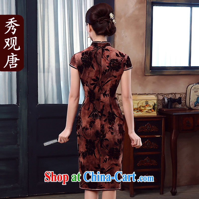 The CYD HO Kwun Tong' in Hong Kong 2015 summer new, improved qipao fashion, long, antique dresses skirts QD 5337 brown M, Sau looked Tang, shopping on the Internet
