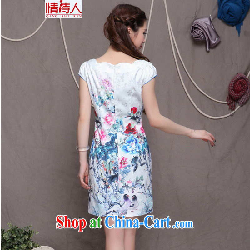 and poet 2015 China wind National wind improved stylish commuter Sau San video thin cheongsam FF 9904 white M, poet (QING SHI REN), online shopping