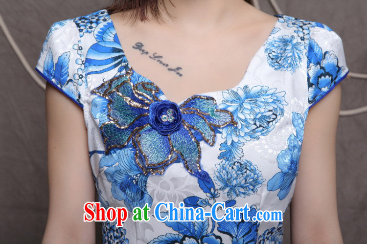 and poet 2015 embroidered cheongsam high-end ethnic wind and stylish Chinese qipao dress retro beauty dresses FF 990 blue blue M pictures, price, brand platters! Elections are good character, the national distribution, so why buy now enjoy more preferential! Health