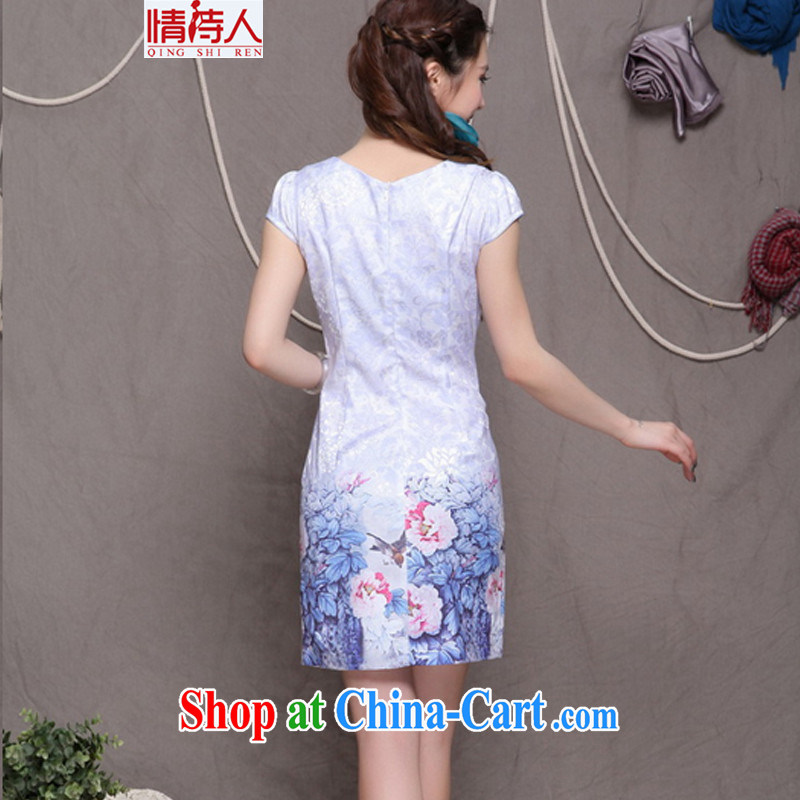 and poet 2015 high-end Ethnic Wind and stylish Chinese qipao dress retro beauty graphics thin cheongsam FF 9902 violet S, poet (QING SHI REN), online shopping