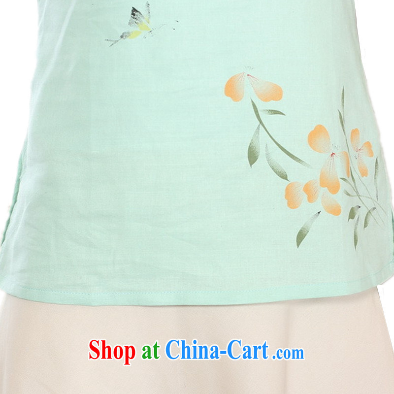According to fuser new female Ethnic Wind improved Chinese qipao rounded ends the charge hand-painted short-sleeved Tang fitted T-shirt WNS/A #0072 white 2XL, fuser, and shopping on the Internet