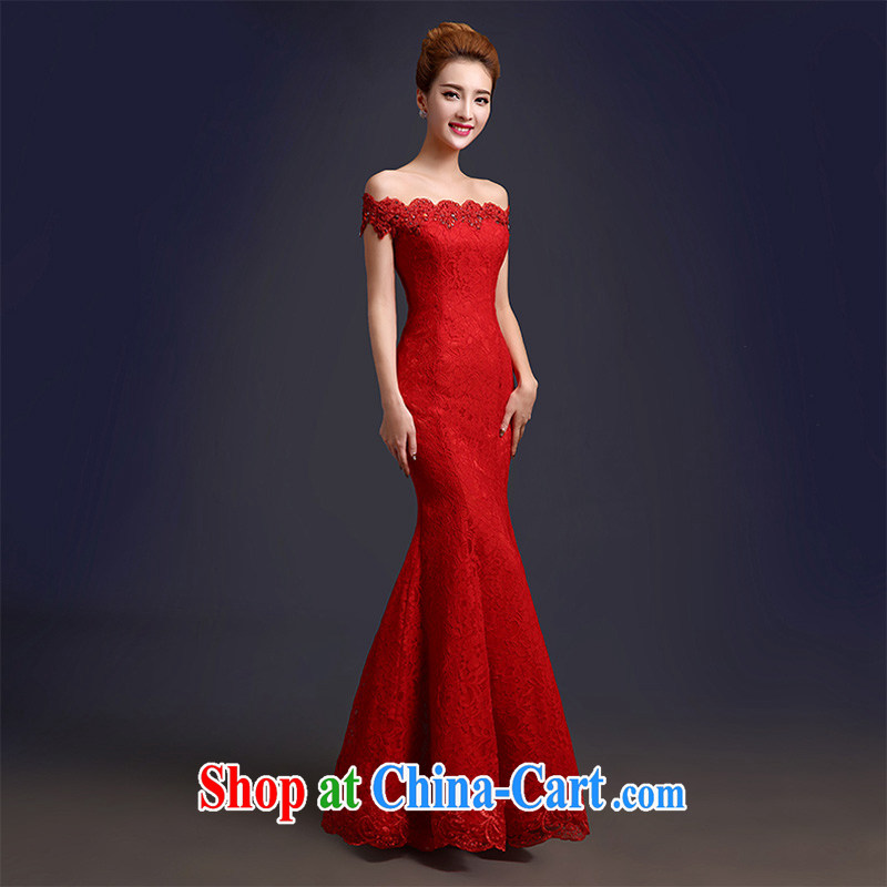 Toasting Service Bridal spring 2015 New red long sleek one shoulder at Merlion beauty dresses summer evening dress red M, the color is Windsor, shopping on the Internet