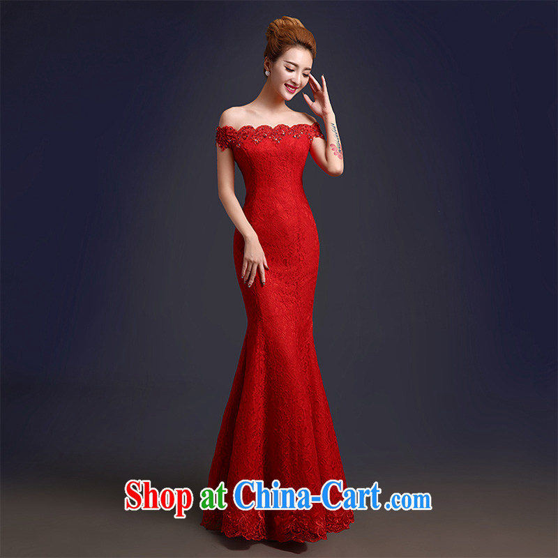 Toasting Service Bridal spring 2015 New red long sleek one shoulder at Merlion beauty dresses summer evening dress red M, the color is Windsor, shopping on the Internet