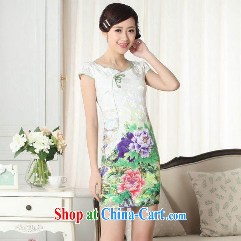 Floor is floor summer new female elegance short Chinese qipao improved graphics thin short cheongsam picture color 40, the property is still property, shopping on the Internet