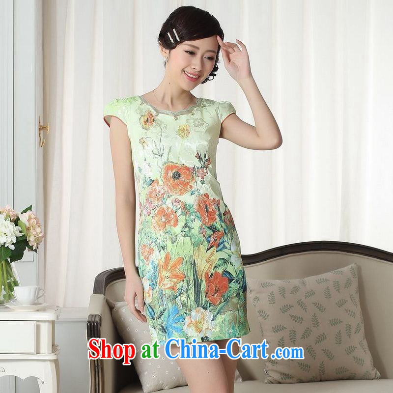 Floor is still building new summer Ms., elegance, short Chinese qipao new improved cheongsam dress picture color 2 XL, property is still property, shopping on the Internet