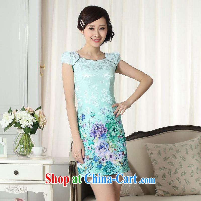 Floor is still building female new ladies jacquard cotton elegance Chinese qipao new improved cheongsam dress picture color 2 XL, the property is still property, shopping on the Internet