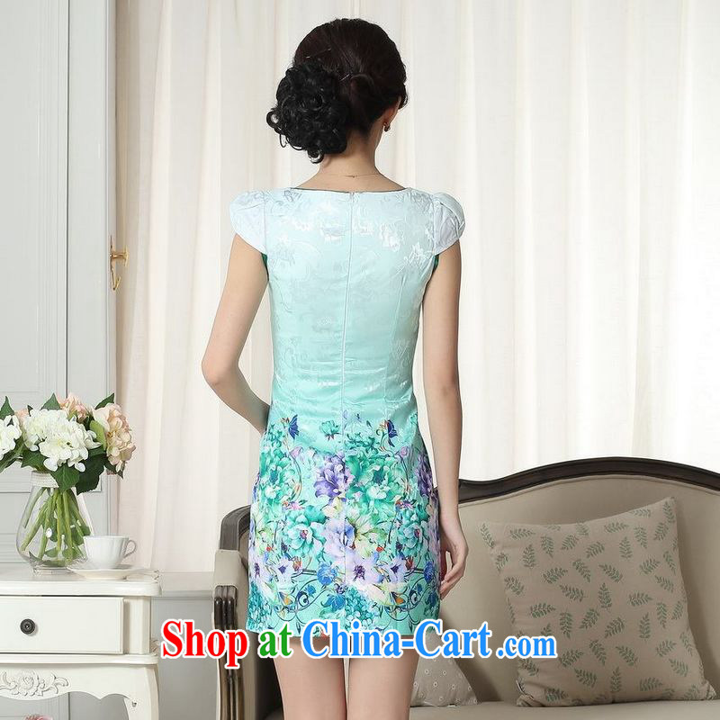 Floor is still building female new ladies jacquard cotton elegance Chinese qipao new improved cheongsam dress picture color 2 XL, the property is still property, shopping on the Internet