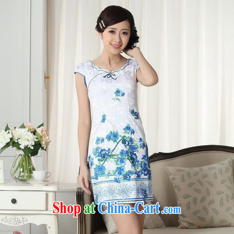Floor is floor lady stylish jacquard cotton cultivating new Chinese cheongsam dress new improved cheongsam dress picture color 2 XL
