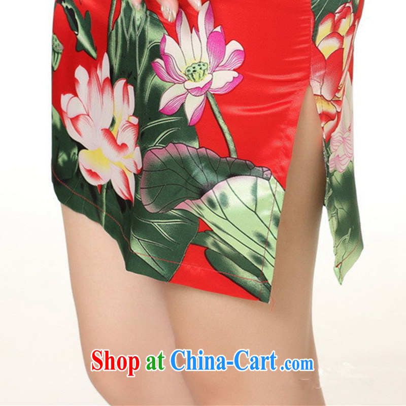 According to fuser summer stylish new female Ethnic Wind daily Chinese qipao classical-tie suit cultivating short-sleeve cheongsam dress LGD/D 0183 # -C red 2 XL, fuser, and shopping on the Internet