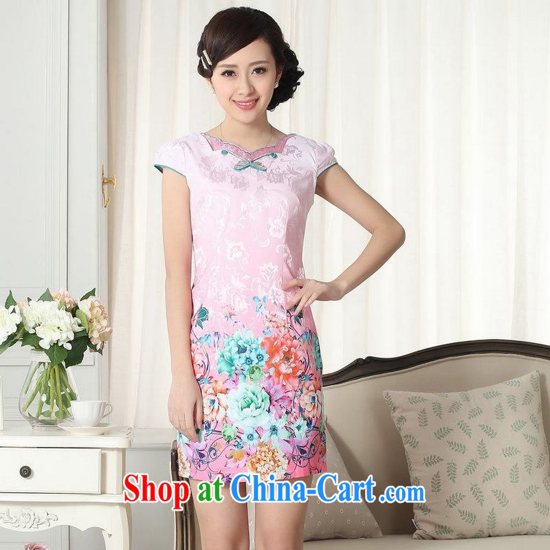 Floor is floor summer new female elegance short Chinese qipao improved graphics thin short cheongsam picture color 2 XL, the property is still property, shopping on the Internet