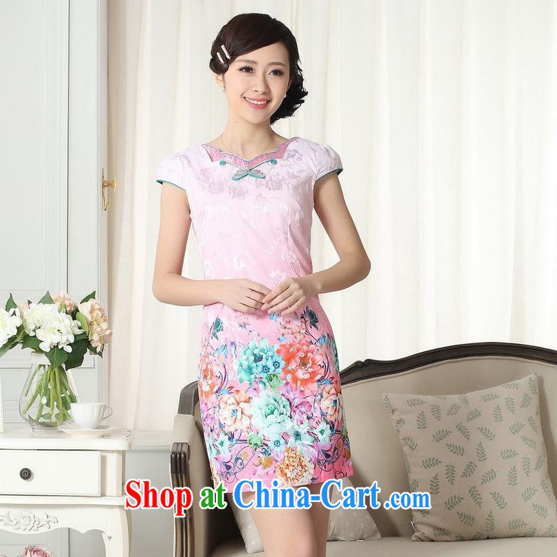 Floor is floor summer new female elegance short Chinese qipao improved graphics thin short cheongsam picture color 2 XL, the property is still property, shopping on the Internet