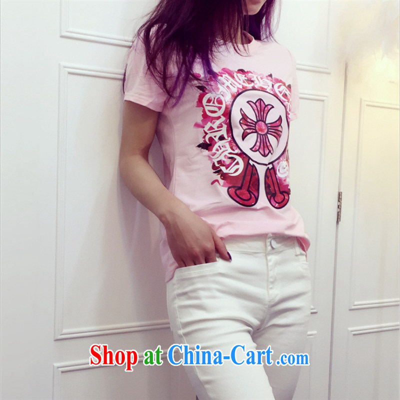 Ya-ting store the European site summer 2015 women with new stamp duty T shirts stylish 100 ground short-sleeved, generation, cotton T black, code, blue rain bow, and shopping on the Internet