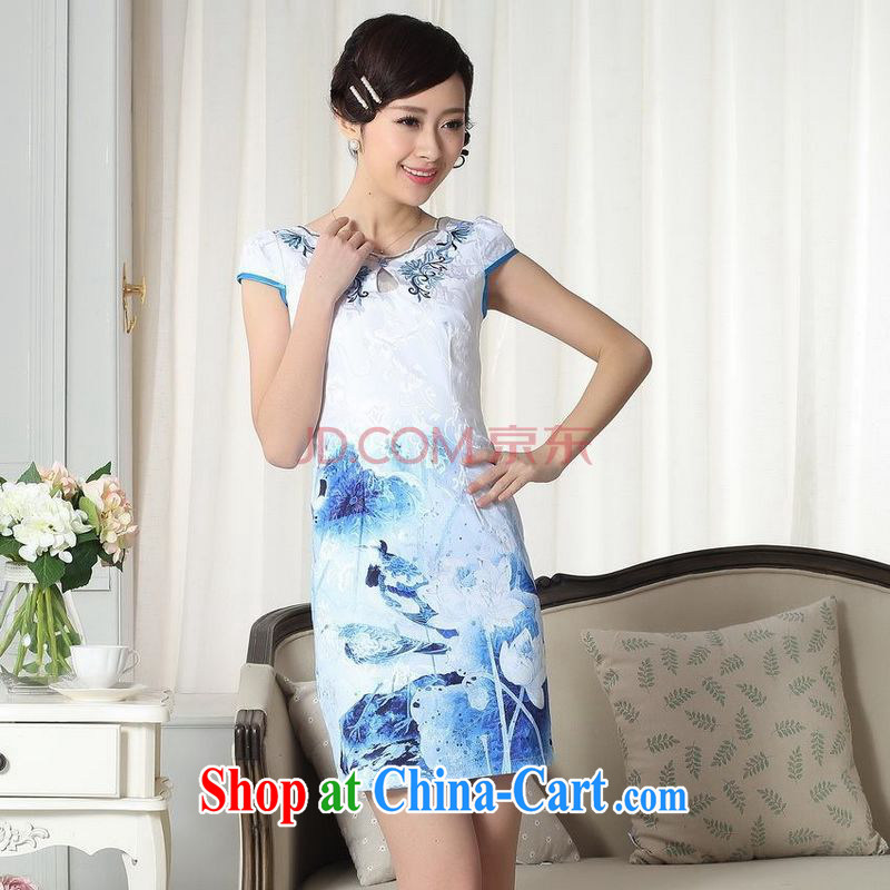 For Pont Sondé Diane summer women's clothing elegance new Chinese qipao improved graphics thin short cheongsam picture color XXL, Pont Sondé health Diane, shopping on the Internet