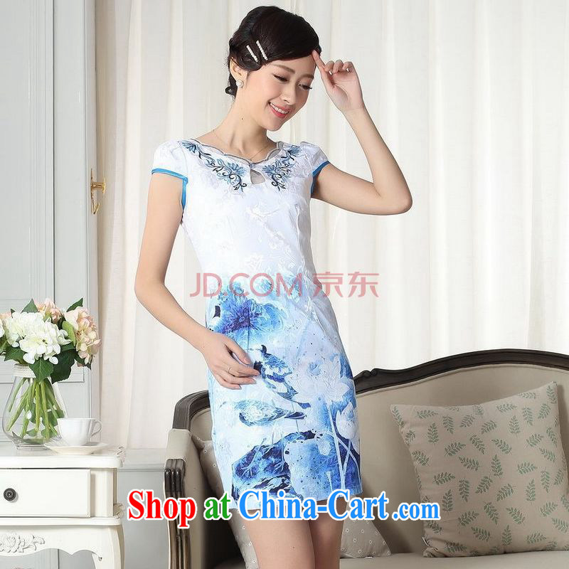 For Pont Sondé Diane summer women's clothing elegance new Chinese qipao improved graphics thin short cheongsam picture color XXL, Pont Sondé health Diane, shopping on the Internet
