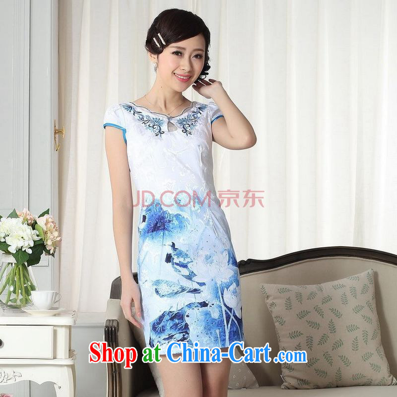Nigeria, the Summer Women's clothes elegance new Chinese qipao improved graphics thin short cheongsam picture color XXL