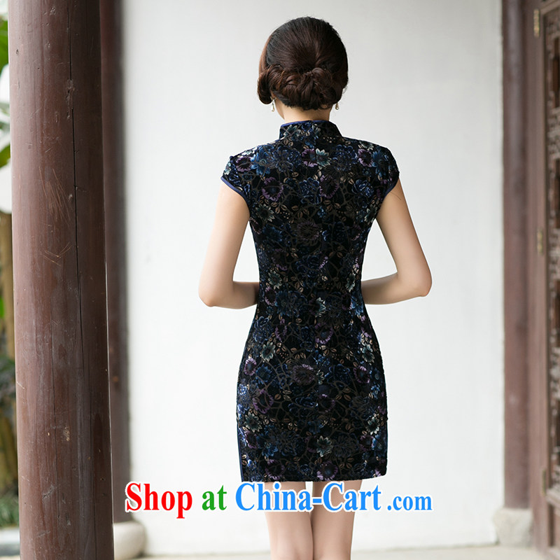 The cheer her discretion the 2015 new spring and summer with a short-sleeved retro improved daily velour cheongsam dress, cheongsam dress ZA 084 suit 2 XL, Yee-sa, and shopping on the Internet