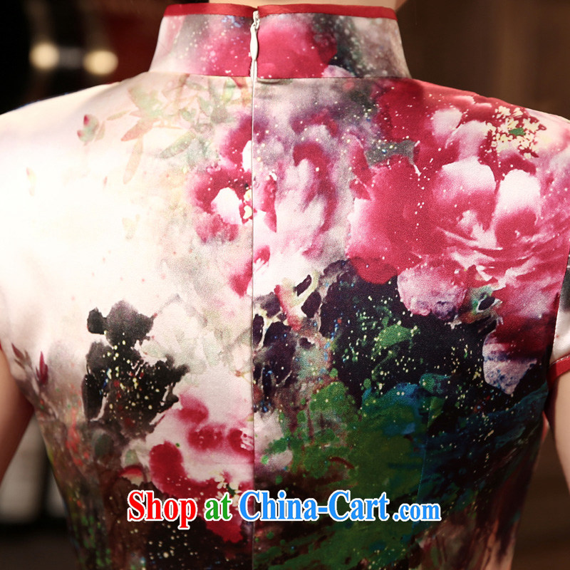 pro-am 2015 New Silk Cheongsam dress, Retro sauna silk summer dresses daily dress improved stylish red 2 XL, pro-am, shopping on the Internet