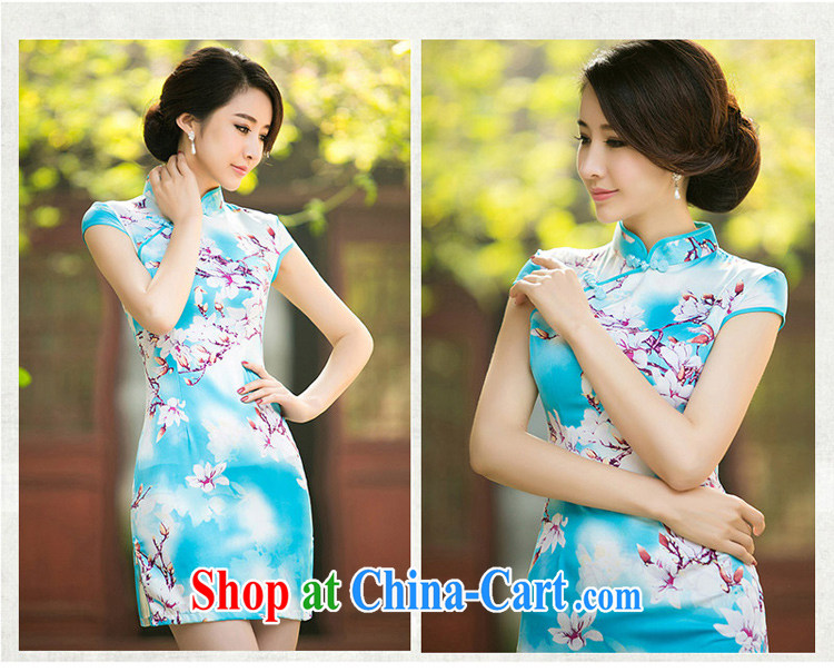 The cheer her affliction wear new summer daily improved cheongsam dress short-sleeved stamp silk, Ling cheongsam dress, qipao ZA 047 blue XL pictures, price, brand platters! Elections are good character, the national distribution, so why buy now enjoy more preferential! Health