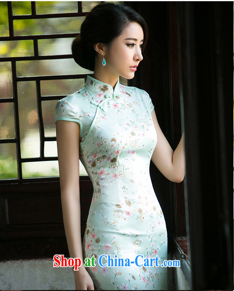 The Yee-sa-light 2015 fashion beauty Silk Cheongsam dress summer retro stamp improved cheongsam ZA 048 light green M - smooth silk pictures, price, brand platters! Elections are good character, the national distribution, so why buy now enjoy more preferential! Health