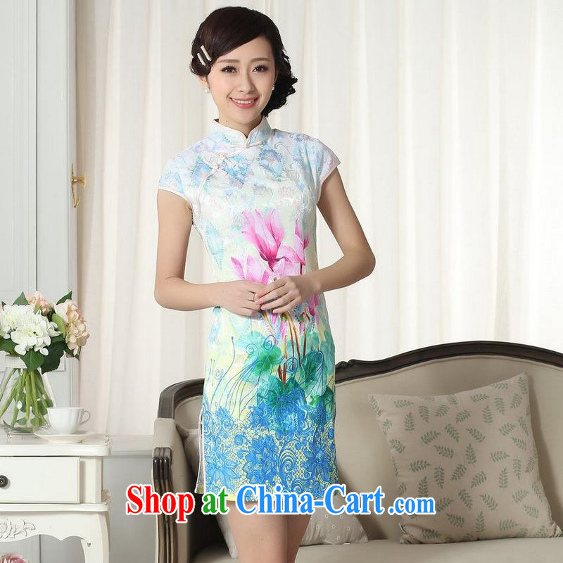 Floor is still building new summer elegance Chinese qipao Chinese graphics thin short cheongsam picture color XL, property is still property, shopping on the Internet