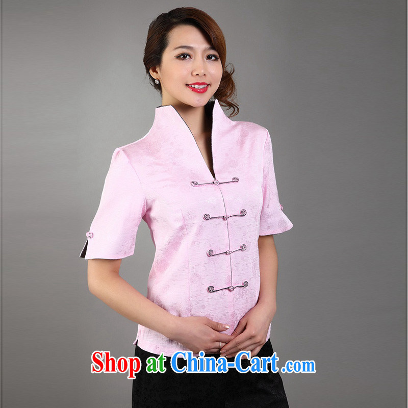 Summer 2015 Women's clothes clothing hotel restaurant clothing short-sleeved tea art clothing Chinese Pink XL