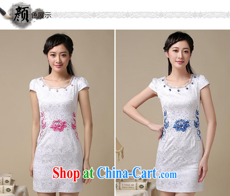 Colors of autumn, and spring and summer dresses short stylish improved daily cheongsam dress retro Tang Loading graphics thin elegant elegant evening dress Blue on white flower XXL pictures, price, brand platters! Elections are good character, the national distribution, so why buy now enjoy more preferential! Health