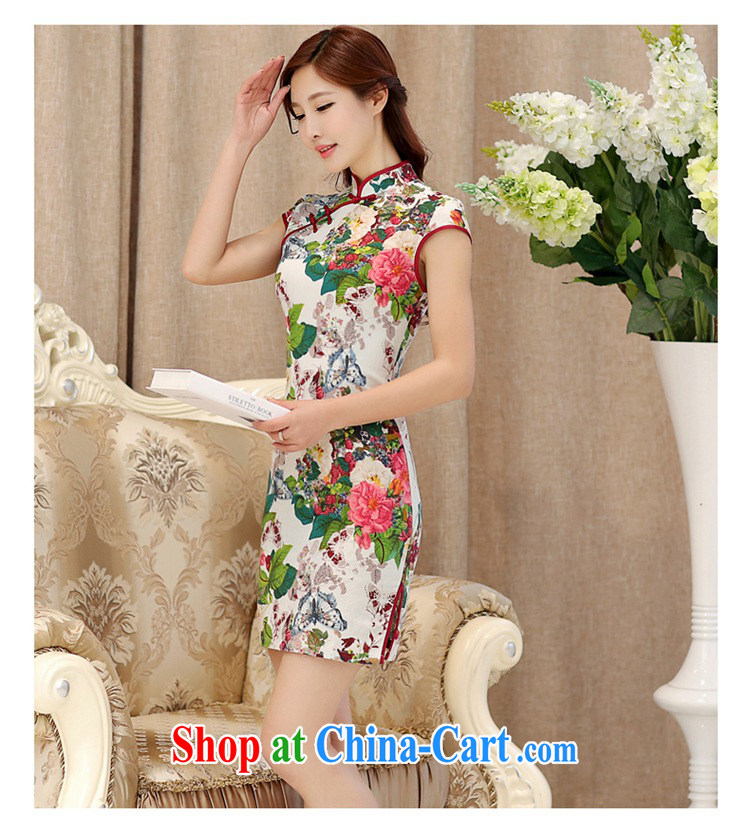 2015 new summer improved stylish beauty short-sleeved dresses retro floral double-collar jacquard cotton cheongsam dress 985 Butterfly Dance flowers M pictures, price, brand platters! Elections are good character, the national distribution, so why buy now enjoy more preferential! Health