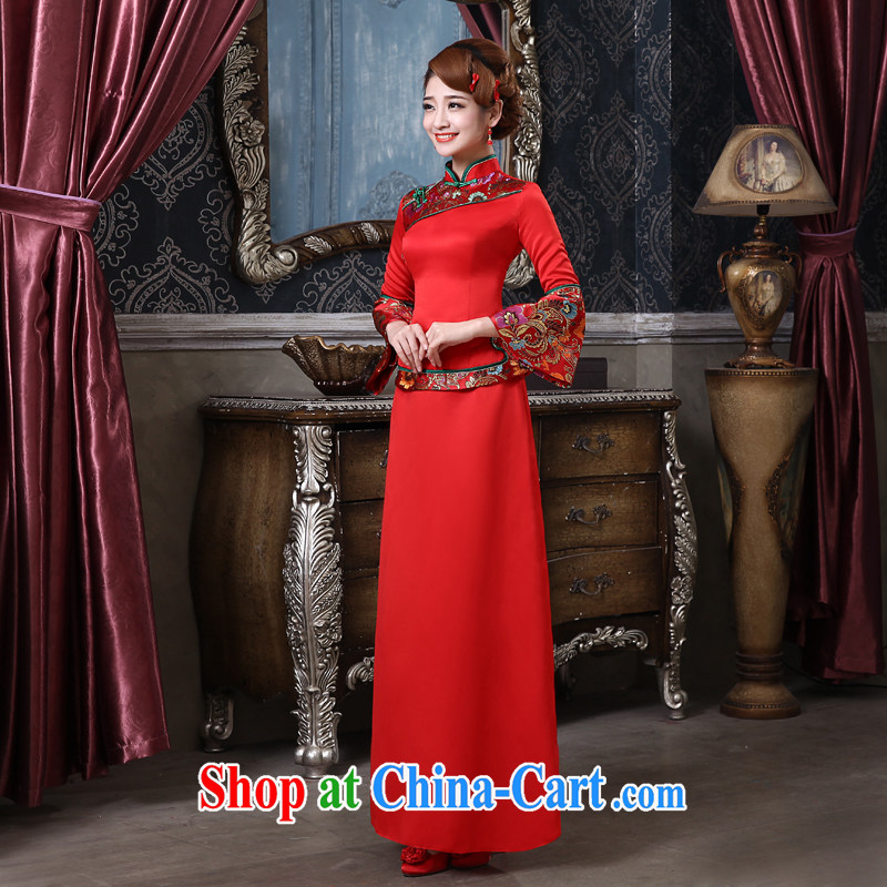 The china yarn-su Wo service bridal gown red Chinese Antique toast served long-sleeved wedding dresses-soo and the door evening dress welcome red to size is not returned, the China yarn, shopping on the Internet
