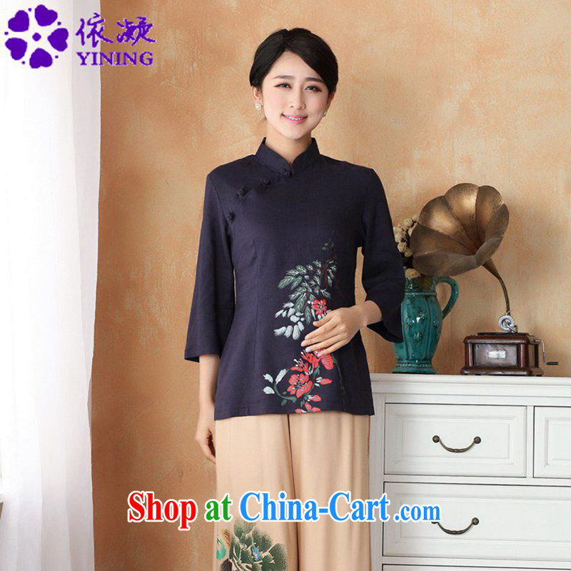 According to fuser summer new female Chinese improved Han-Chinese qipao hand-painted beauty 7 cuff the Lao Chinese T-shirt WNS_2395 _ 2 _2 XL