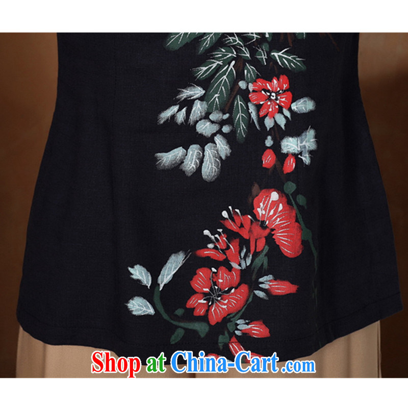According to fuser summer new female Chinese improved Han-Chinese qipao hand-painted beauty 7 cuff the Lao Chinese T-shirt WNS/2395 # 2 #2 XL, fuser, and Internet shopping