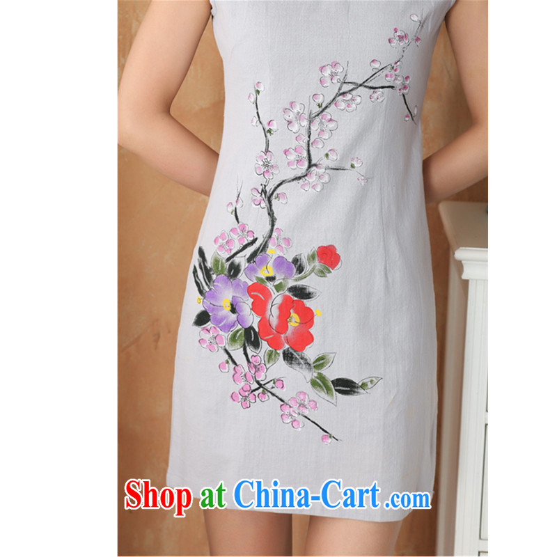 According to fuser new female retro ethnic wind improved Chinese qipao, for hand-painted cultivating short-sleeved Chinese cheongsam dress WNS/2396 # 2 #2 XL, fuser, and shopping on the Internet