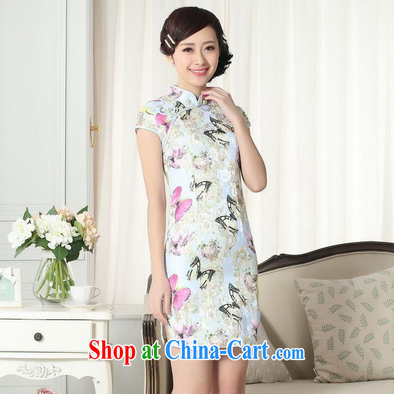 Floor is still building new summer elegance Chinese qipao Chinese graphics thin short cheongsam picture color XL, property is still property, shopping on the Internet