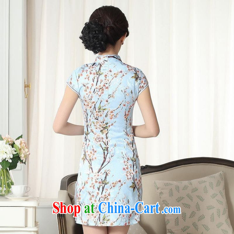 ground floor is still building new summer female jacquard cotton daily Chinese short sleeves cheongsam beauty short cheongsam picture color 2 XL, property is still property, shopping on the Internet