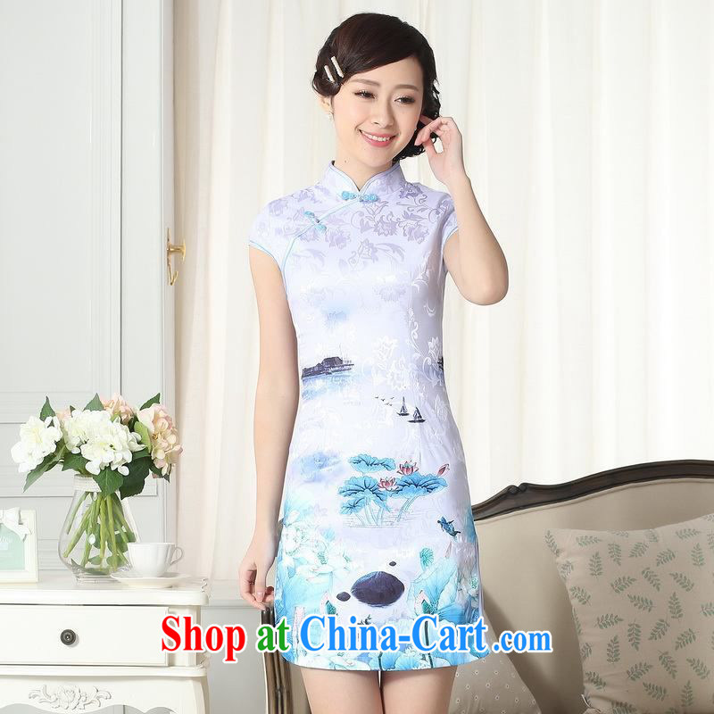 Property is still property, new summer elegance Chinese qipao Chinese graphics thin short cheongsam picture color 2 XL, floor is floor, shopping on the Internet