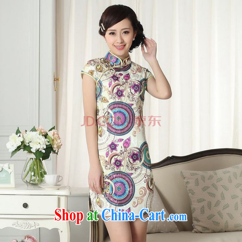 Nigeria, the lady stylish jacquard cotton cultivating short cheongsam dress new Chinese qipao gown picture color L